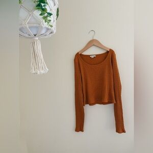 American Eagle Rust Long Sleeve Ribbed Top